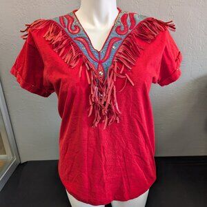 Vintage Southwestern Shirt Top Denim Embroidered One Size USA One Size